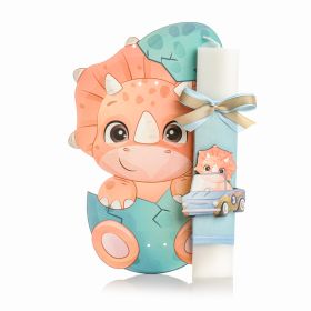 Λαμπάδα  Δεινοσαυράκι Αμαξάκι Πορτοκαλί