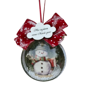 Plexiglass μπάλα συννεφάκι Νονά με χιονάνθρωπο