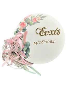 Βιβλίο Ευχών Βάπτισης Plexiglass στρόγγυλο με εκτύπωση Τριαντάφυλλα