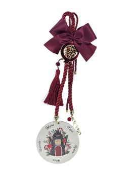 Γούρι μπορντό με ρόδι & ευχές