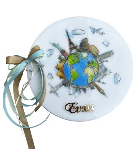 Βιβλίο Ευχών Βάπτισης Plexiglass στρόγγυλο με εκτύπωση Travel