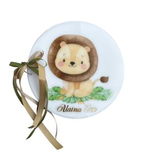 Βιβλίο Ευχών Βάπτισης Plexiglass στρόγγυλο με εκτύπωση Λιονταράκι