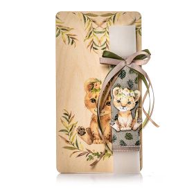 Λαμπάδα Boho Λιοντάρι Κοριτσάκι με Λουλούδια