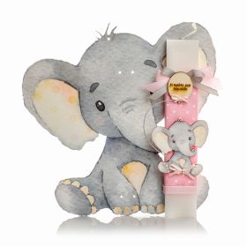 Λαμπάδα Ελεφαντάκι ρόζ ¨Η πρώτη μου λαμπάδα¨