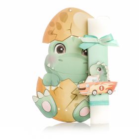 Λαμπάδα  Δεινοσαυράκι Αμαξάκι Πράσινος