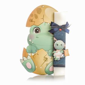 Λαμπάδα  Δεινοσαυράκι Αστροναύτης Πράσινος